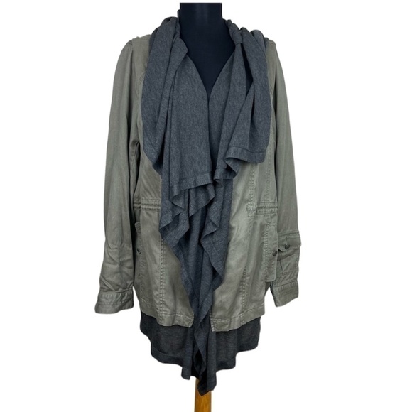 Anthropologie Hei Hei Green‎ Drape Front Anorak Utility Jacket- Size L - Picture 1 of 14